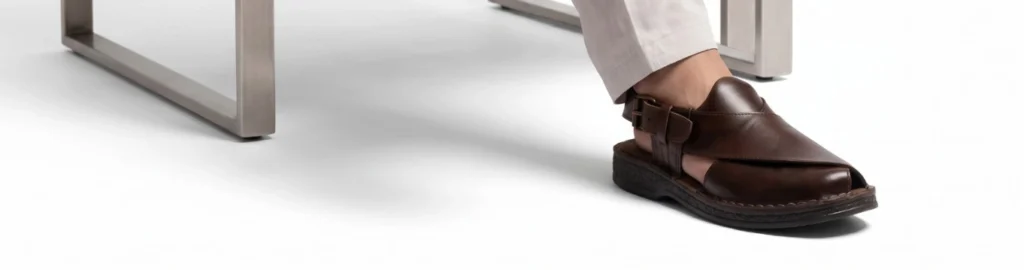 Brown Leather Peshawari chappal